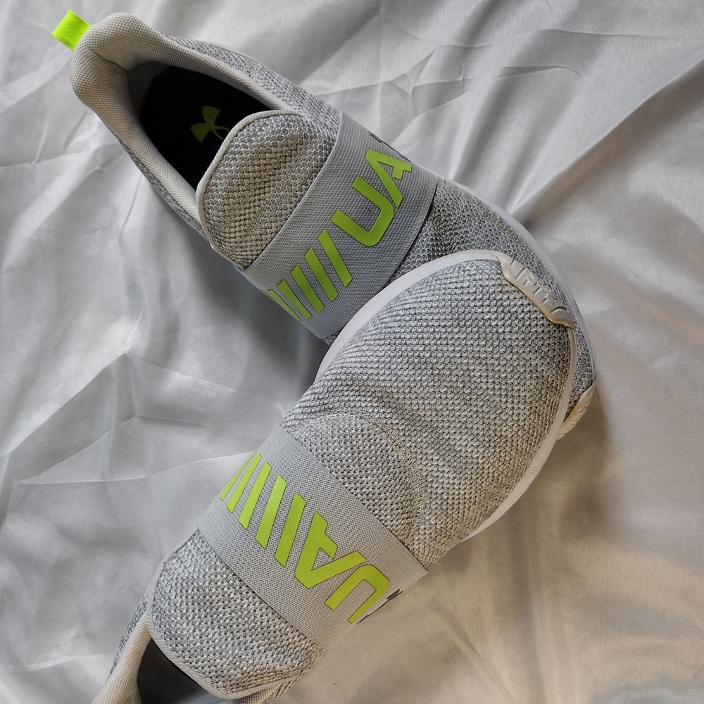 Under Armour Men's Surge 3 Slip On Gray and Neon Green Sneakers